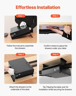 Foto 7 | Foto 7 | Cajón Para Debajo Del Escritorio Vevor 13, Ancho Y Deslizable, Con Cierre, 14 X 13 X 7 Pulgadas - Venta Internacional.