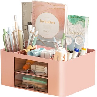 Foto 1 | Foto 1 | Organizador De Escritorio Marbrasse Organizador De Bolígrafos Con 2 Cajones Color Rosa - Venta Internacional.
