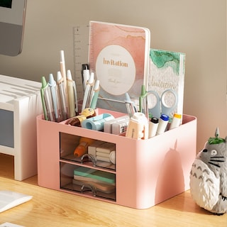 Foto 3 | Foto 3 | Organizador De Escritorio Marbrasse Organizador De Bolígrafos Con 2 Cajones Color Rosa - Venta Internacional.