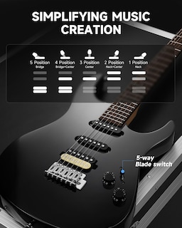Foto 6 | Foto 6 | Guitarra Eléctrica Donner Dmt-66 99 Cm Con Funda Para Principiantes, Color Negro - Venta Internacional.