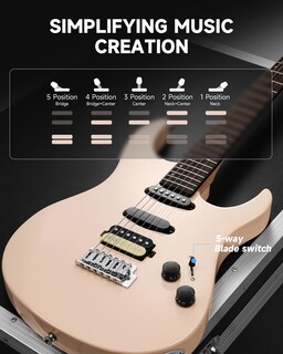 Foto 6 | Foto 6 | Guitarra Eléctrica Donner Dmt-66 De Tamaño Completo De 39 Pulgadas Con Funda Rosa - Venta Internacional.