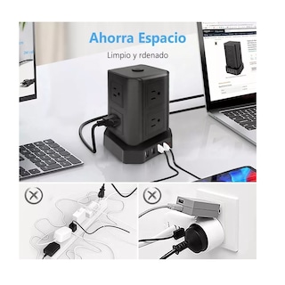 Foto 3 | Foto 3 | Regleta Multicontacto Eo Safe Imports Tipo Torre 8 Salidas y 4 Puertos USB ESI-8376 Negro