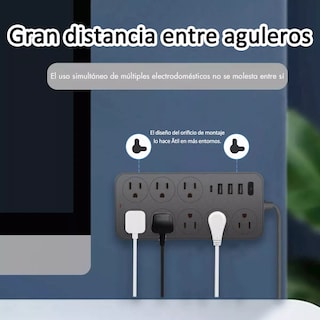 Foto 3 | Foto 3 | Regleta Cargador Multicontactos Premium Con 8 Salidas 3 Puertos Usb 1 Tipo C Eo Safe Imports Esi-14289 Negro
