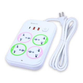 Foto 3 | Foto 3 | 2 Extensiónes Multicontacto Cuadrada Con 4 Salidas De Enchufe Y Múltiples Salida Usb 3.0 Carga Rápida 2 Metros De Cable