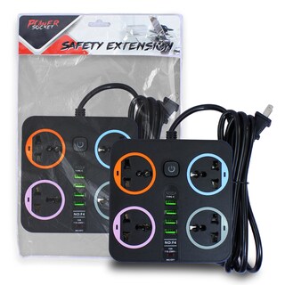 Foto 1 | Foto 1 | 2 Extensiones Multicontacto Cuadrada Con 4 Salidas De Enchufe Y 4 Salida Usb 3.0 Carga Rápida 2 Metros De Cable