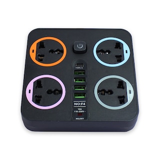 Foto 4 | Foto 4 | 2 Extensiones Multicontacto Cuadrada Con 4 Salidas De Enchufe Y 4 Salida Usb 3.0 Carga Rápida 2 Metros De Cable