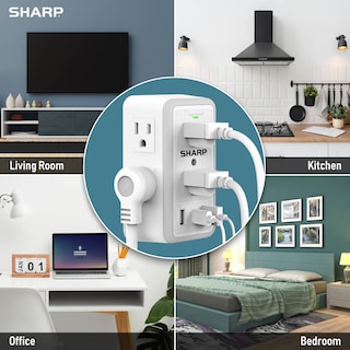 Foto 6 | Foto 6 | Protector Contra Sobretensiones Power Strip Sharp Usb Con 6 Enchufes Y 3 Usb - Venta Internacional.