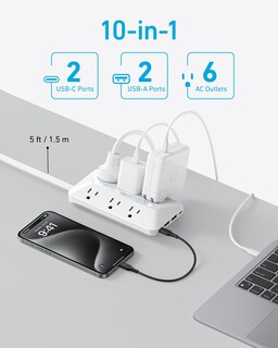 Foto 3 | Foto 3 | Power Strip Anker 10 En 1, 20 W, Usb C 6 Ac, 2 Usb A/2 Usb C, 5 Pies - Venta Internacional.