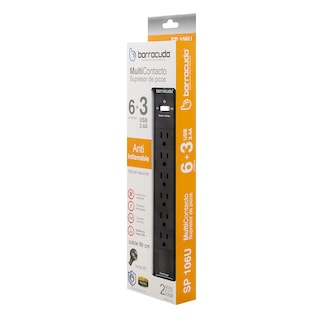 Foto 4 | Foto 4 | Multicontacto Barracuda Sp106u Supresor De Picos 6c + 3 Usb