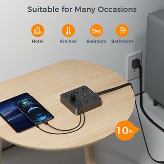Foto 3 | Foto 3 | Protector Contra Sobretensiones Tessan, 6 Salidas, 3 Usb (1 Usb C) - Venta Internacional.