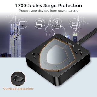 Foto 6 | Foto 6 | Protector Contra Sobretensiones Tessan, 6 Salidas, 3 Usb (1 Usb C) - Venta Internacional.