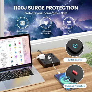 Foto 5 | Foto 5 | Protector Contra Sobretensiones Power Strip Jouleloom, 8 Salidas, 4 Usb, 2 Usb C - Venta Internacional.