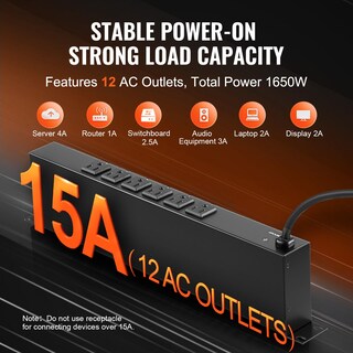 Foto 3 | Foto 3 | Power Strip Vevor, 12 Salidas, Horizontal, 1u, Montaje En Rack, Pdu, 15 A - Venta Internacional.