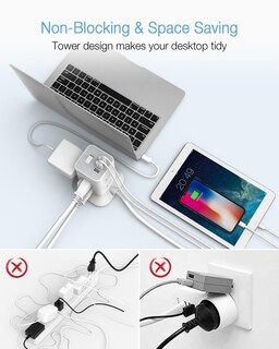 Foto 4 | Foto 4 | Power Strip Tower Tessan De 8 Salidas Y 3 Cargadores Usb 1700j Surge - Venta Internacional.