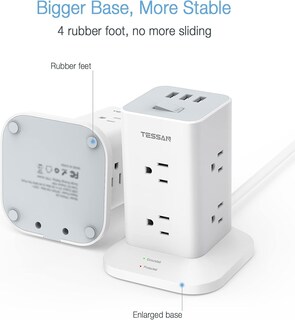 Foto 5 | Foto 5 | Power Strip Tower Tessan De 8 Salidas Y 3 Cargadores Usb 1700j Surge - Venta Internacional.