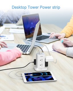 Foto 6 | Foto 6 | Power Strip Tower Tessan De 8 Salidas Y 3 Cargadores Usb 1700j Surge - Venta Internacional.