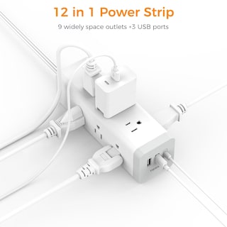 Foto 2 | Foto 2 | Protector Contra Sobretensiones, Power Strip Tessan, Ultrafino, De 6 Pies Con 9 Enchufes - Venta Internacional.