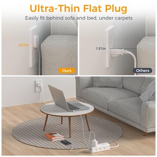 Foto 6 | Foto 6 | Protector Contra Sobretensiones, Power Strip Tessan, Ultrafino, De 6 Pies Con 9 Enchufes - Venta Internacional.