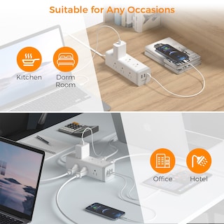 Foto 7 | Foto 7 | Protector Contra Sobretensiones, Power Strip Tessan, Ultrafino, De 6 Pies Con 9 Enchufes - Venta Internacional.