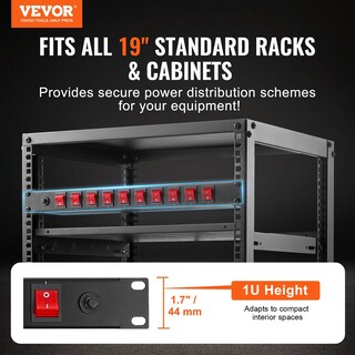 Foto 2 | Foto 2 | Power Strip Vevor, 10 Salidas, Horizontal, 1u, Montaje En Rack, Pdu, 15 A - Venta Internacional.
