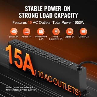Foto 3 | Foto 3 | Power Strip Vevor, 10 Salidas, Horizontal, 1u, Montaje En Rack, Pdu, 15 A - Venta Internacional.