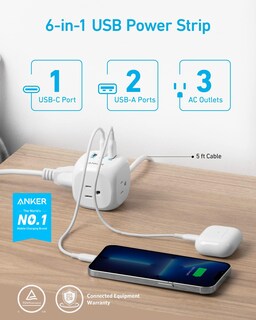 Foto 2 | Foto 2 | Power Strip Anker Usb C 321 De 20 W Con 3 Enchufes Y Carga Usb - Venta Internacional.