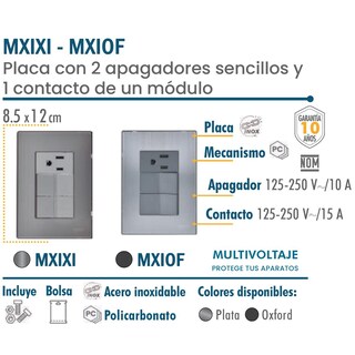 Foto 3 | Foto 3 | Placa Apagador Modular Ventdepot Mxixi-005 5 Piezas Plateado