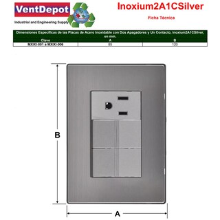 Foto 5 | Foto 5 | Placa Apagador Modular Ventdepot Mxixi-005 5 Piezas Plateado