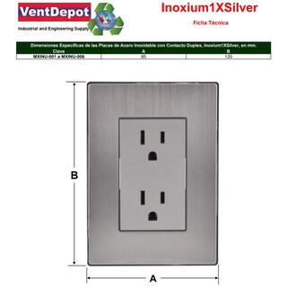 Foto 5 | Foto 5 | Toma Corriente Con Placa Ventdepot Mxinu-004 4 Piezas Plateado