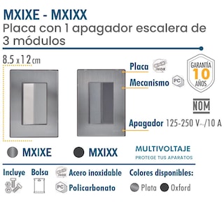 Foto 3 | Foto 3 | Apagador De Escalera Ventdepot Mxixx-004 4 Piezas Plateado