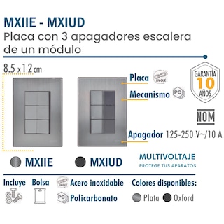 Foto 3 | Foto 3 | Placas Con Apagadores Escalera Ventdepot Mxiie-006 10 Piezas Plateado