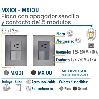 Foto 3 | Foto 3 | Tomacorriente Ventdepot Mxioi-005 5 Piezas Plateado