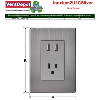 Foto 5 | Foto 5 | Enchufe Armado Con Placa Ventdepot Mxiol-005 5 Piezas Plateado