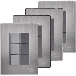 Foto 1 | Foto 1 | Placas Interruptores De Triple Vía Ventdepot Mxiud-004 4 Piezas Plateado
