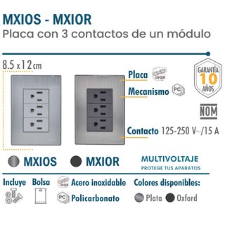 Foto 3 | Foto 3 | Enchufe Triple Ventdepot Mxios-004 4 Piezas Plateado