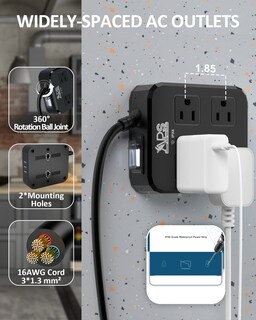 Foto 6 | Foto 6 | Regleta De Alimentación Exterior Aps Resistente A La Intemperie Con 4 Salidas Y 3 Usb - Venta Internacional.