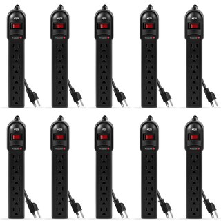 Foto 1 | Foto 1 | Protector Contra Sobretensiones Power Strip Kmc Paquete De 10 Con 6 Enchufes Y Cable De 2 Pies - Venta Internacional.