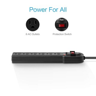 Foto 6 | Foto 6 | Protector Contra Sobretensiones Power Strip Kmc Paquete De 10 Con 6 Enchufes Y Cable De 2 Pies - Venta Internacional.