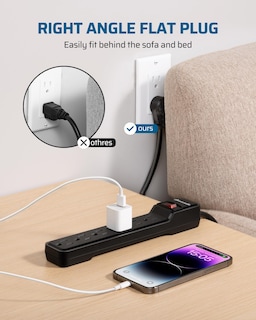 Foto 5 | Foto 5 | Protector Contra Sobretensiones Power Strip Dewenwils Paquete De 2 Cable De 15 Pies 6 Enchufes - Venta Internacional.