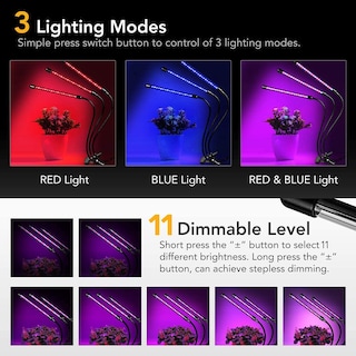 Foto 2 | Foto 2 | Luz Led Para Cultivo Ipower, 3 Cabezales, Espectro Rojo Y Azul Con Temporizador - Venta Internacional.