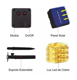 Foto 5 | Foto 5 | Led Solar Cadena Luces Exterior 20 M BELUG Blanco Cálido