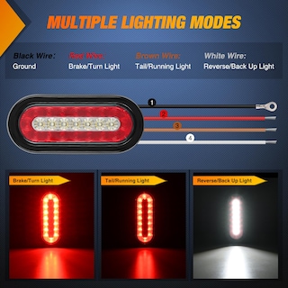 Foto 4 | Foto 4 | Luz Trasera Para Remolque Nilight, 6 Pulgadas, Ovalada, Rojo/blanco, 2 Unidades, 12 V - Venta Internacional.