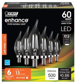 Foto 2 | Foto 2 | Paquete de 6 Bombillas Led Feit Electric Ca10 6 W - Venta Internacional