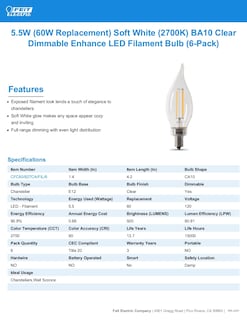 Foto 3 | Foto 3 | Paquete de 6 Bombillas Led Feit Electric Ca10 6 W - Venta Internacional