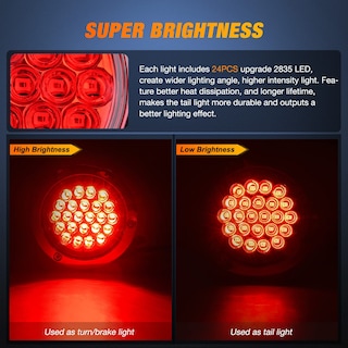 Foto 3 | Foto 3 | Luz Trasera Para Remolque Nilight, Redonda, 24 Led, Roja, 2 Unidades, Impermeable - Venta Internacional.