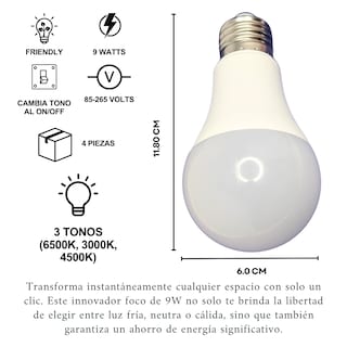 Foto 2 | Foto 2 | 4 Focos Led Luz Calido Neutro Frio D Cambio De Temperatura Qop