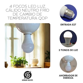 Foto 4 | Foto 4 | 4 Focos Led Luz Calido Neutro Frio D Cambio De Temperatura Qop