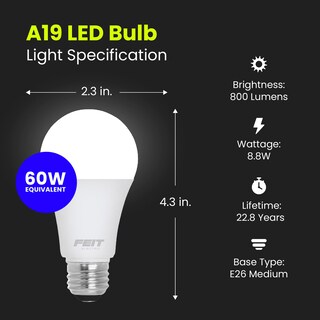 Foto 2 | Foto 2 | Bombillas Led Feit Electric A19 9 W 800 Lm 5000 K Regulables Paquete De 8 Unidades - Venta Internacional.