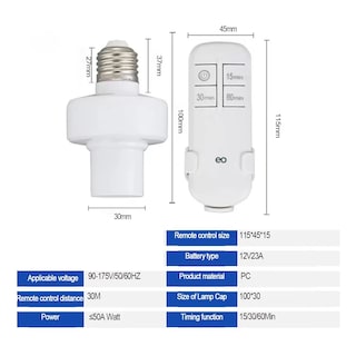 Foto 2 | Foto 2 | Socket De Foco A Control Remoto Inalámbrico Inteligente E27 Eo Safe Imports Esi-19558 Blanco