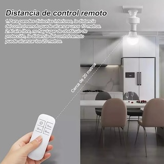 Foto 4 | Foto 4 | Socket De Foco A Control Remoto Inalámbrico Inteligente E27 Eo Safe Imports Esi-19558 Blanco